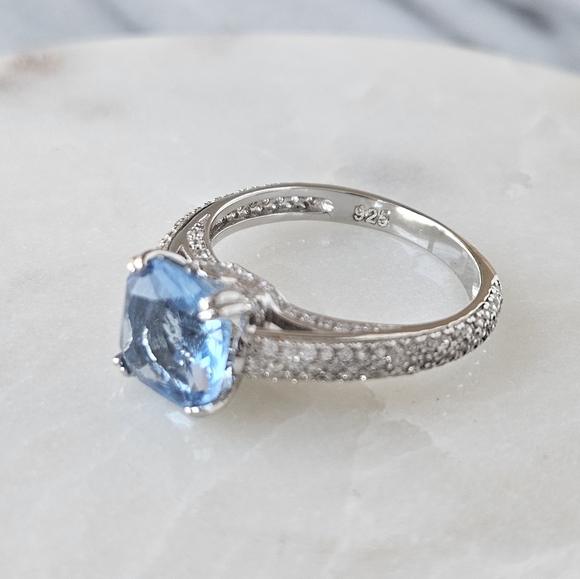 Blue Topaz Ring, 925 Sterling Silver Charmed Aroma Birthstone Collection - Picture 6 of 12